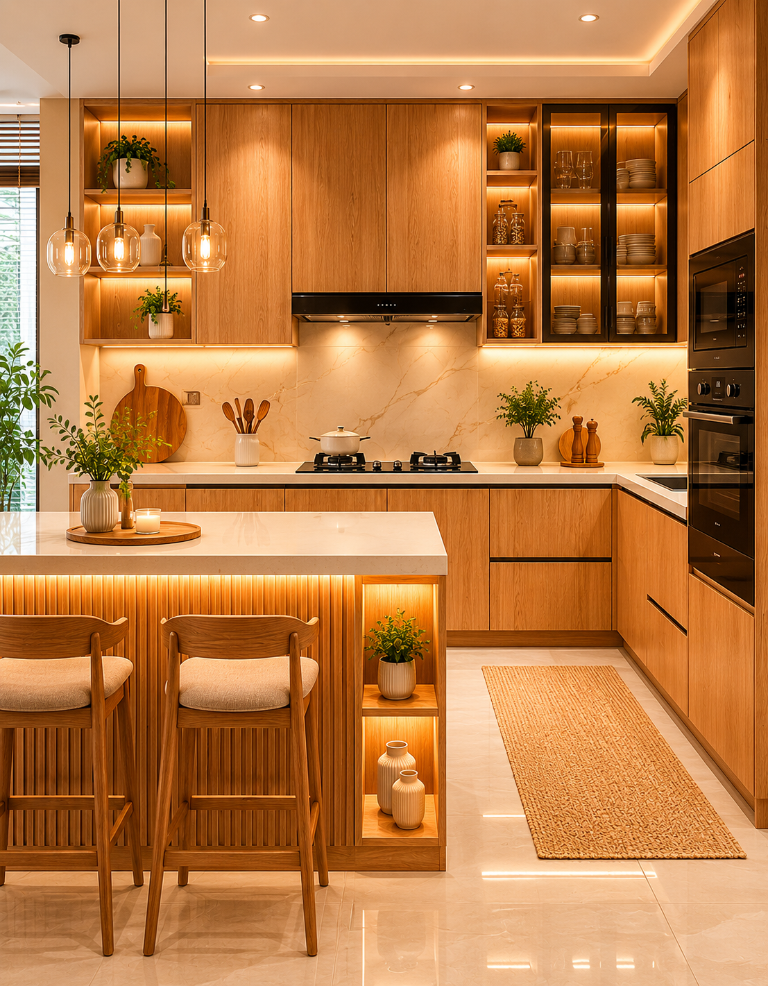The Amber Glow Modular Kitchen